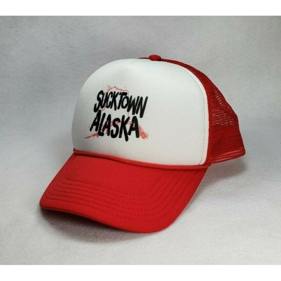 Unbranded Other - Sucktown Alaska (C.Dirkes) RED Mesh Foam Trucker Hat Rope 5-Panel Snap Back Cap